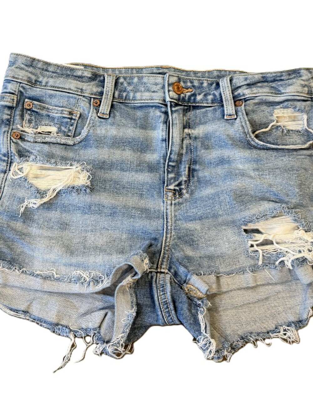 American Eagle Women’s High Rise Shortie Distressed Denim Shorts Size 10
